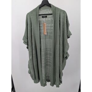 New BloomChic Ruffle Doman Sleeve Green Open Cardigan Sleeveless Plus Size 18-20